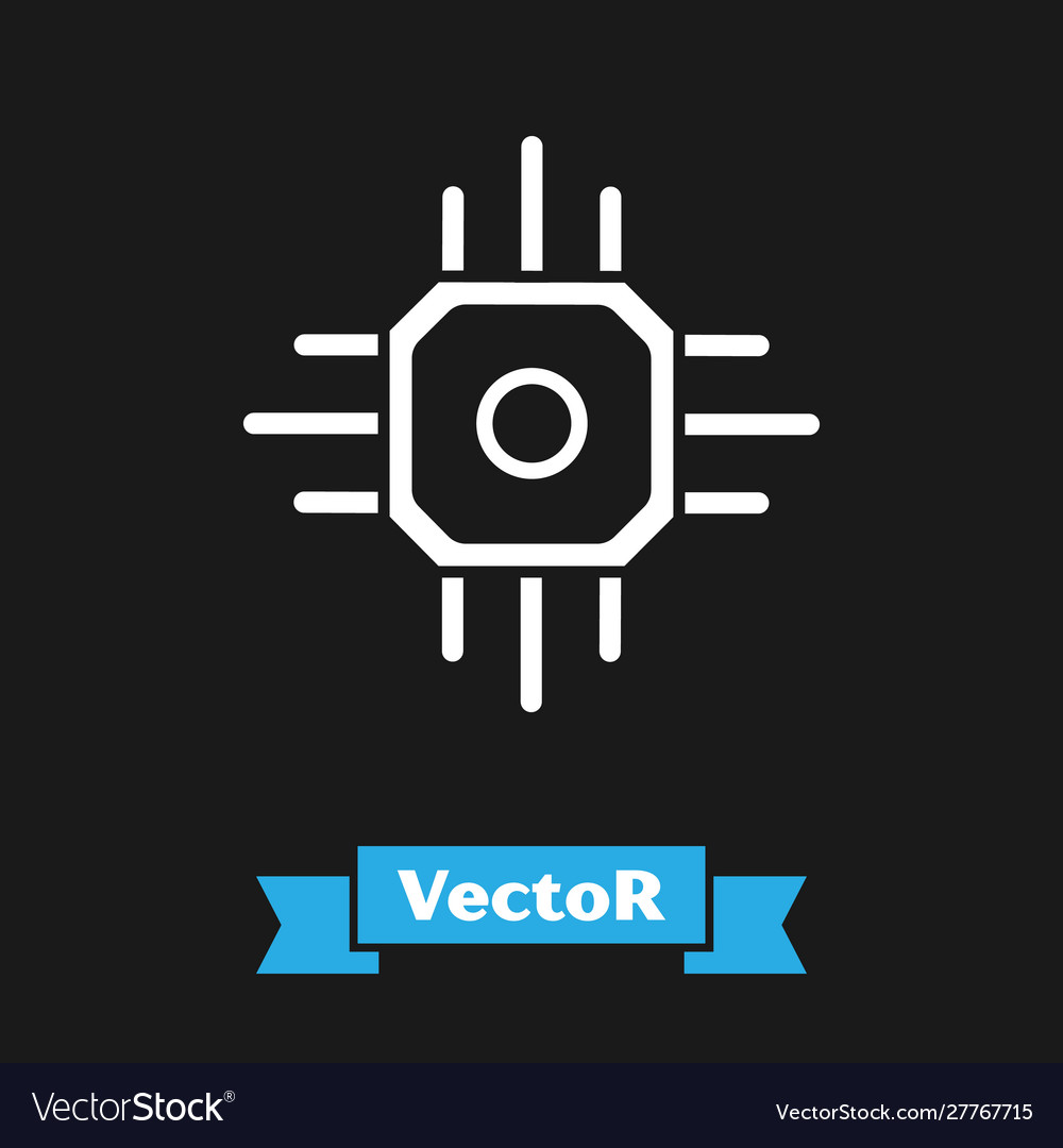 White processor icon isolated on black background Vector Image White processor icon isolated on black background