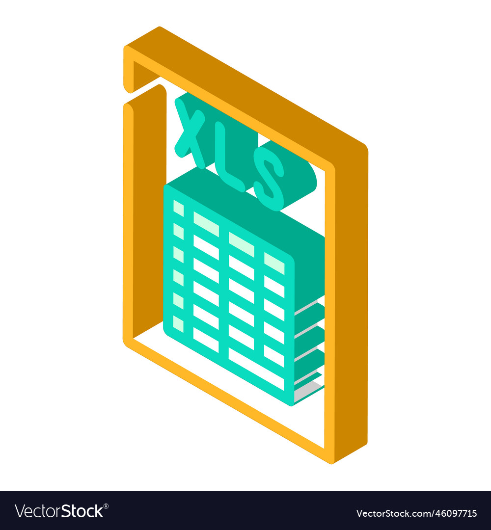 Xls file format document isometric icon vector image Xls file format document isometric icon