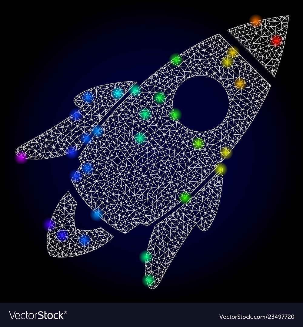 2d mesh space rocket with spectrum colored Vector Image 2d mesh space rocket with spectrum colored