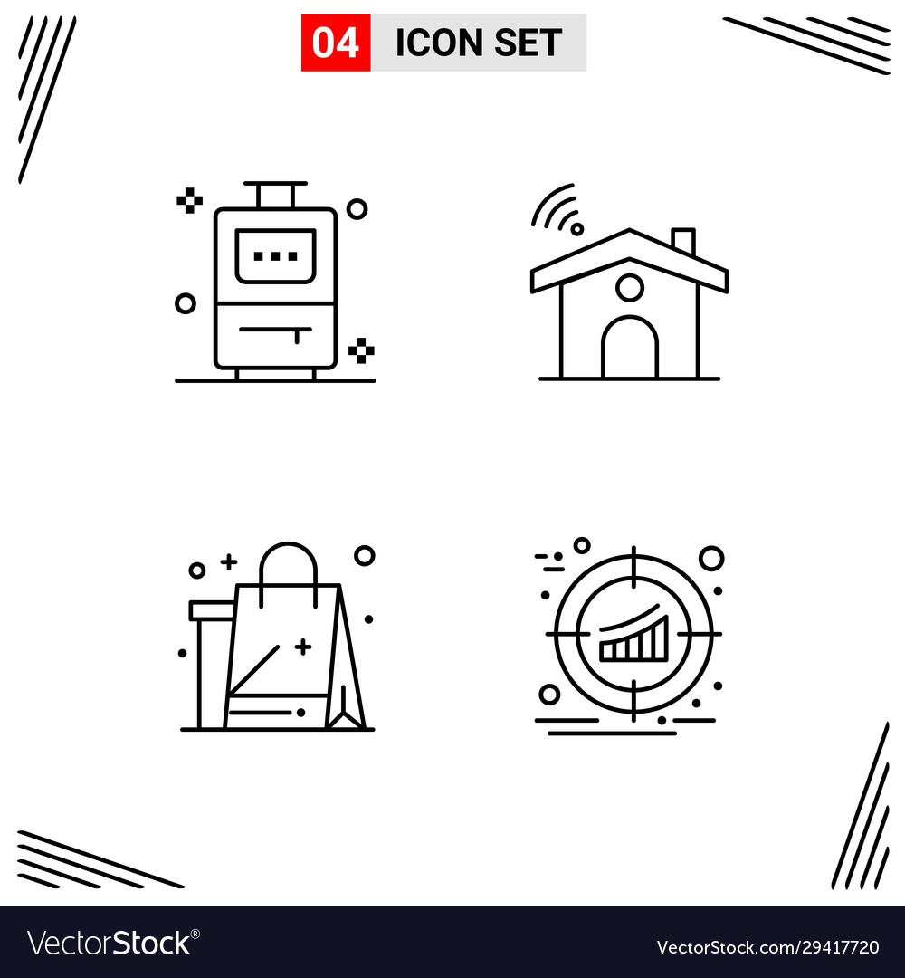 4 icons line style grid based creative outline