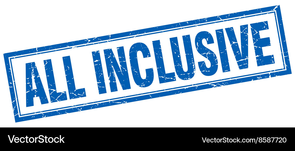 All inclusive blue square grunge stamp on white Vector Image