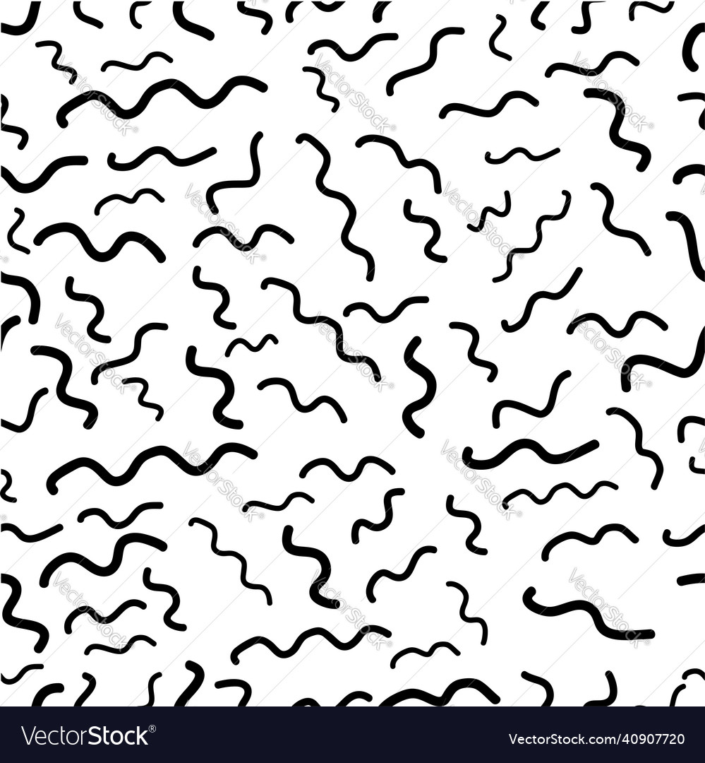 Black simple seamless pattern smooth wave or worm vector image Black simple seamless pattern smooth wave or worm