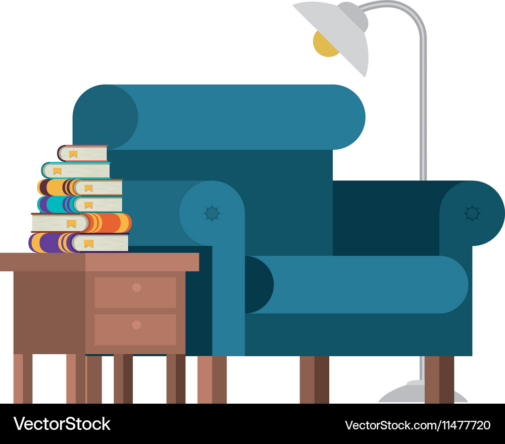 Books chair table and lamp design Royalty Free Vector Image