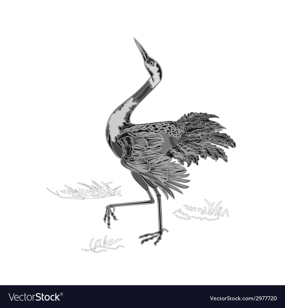 Crane Silhouette Gravur