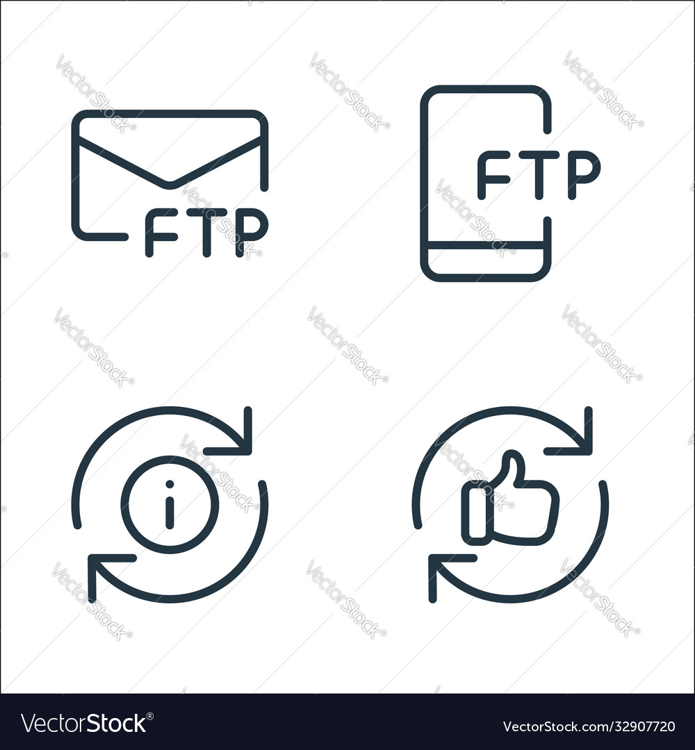 Data transfer line icons linear set quality vector image Data transfer line icons linear set quality