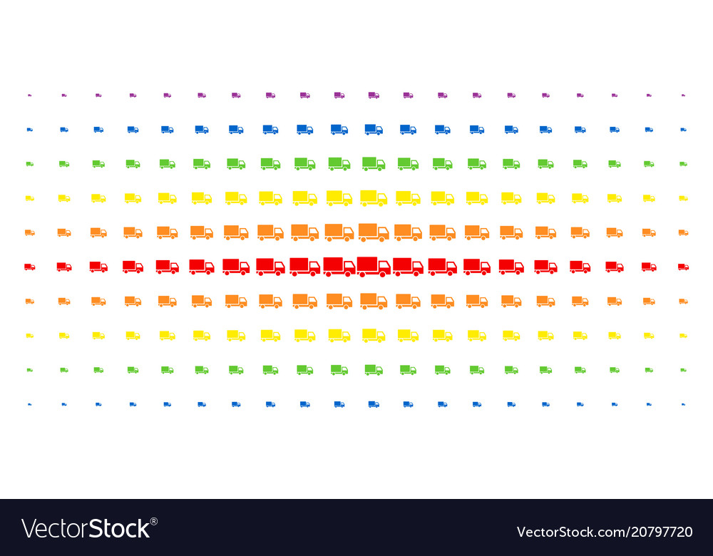 Delivery lorry spectrum halftone effect vector image Delivery lorry spectrum halftone effect