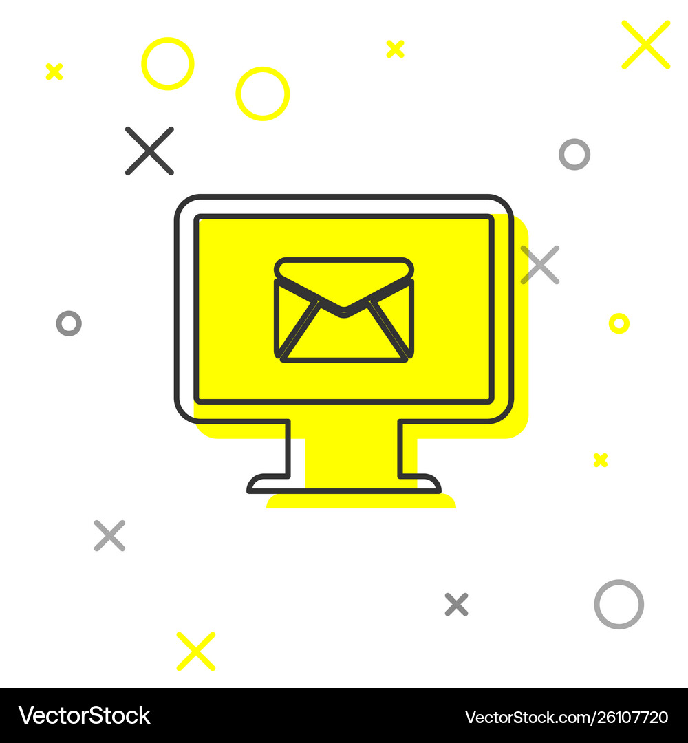 Grey computer monitor and envelope new message Vector Image