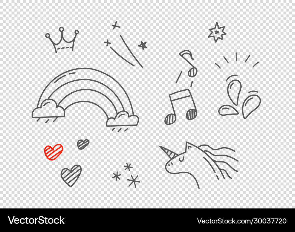 Hand drawn doodle style elements isolated Vector Image