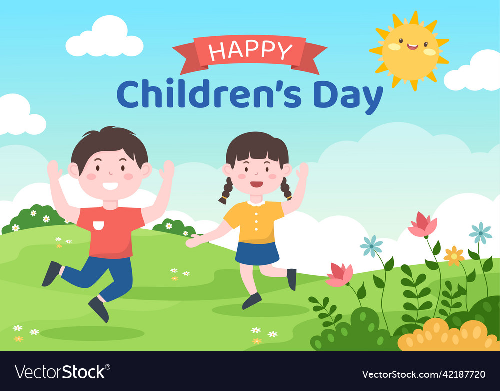 Happy children day celebration with boys Vector Image