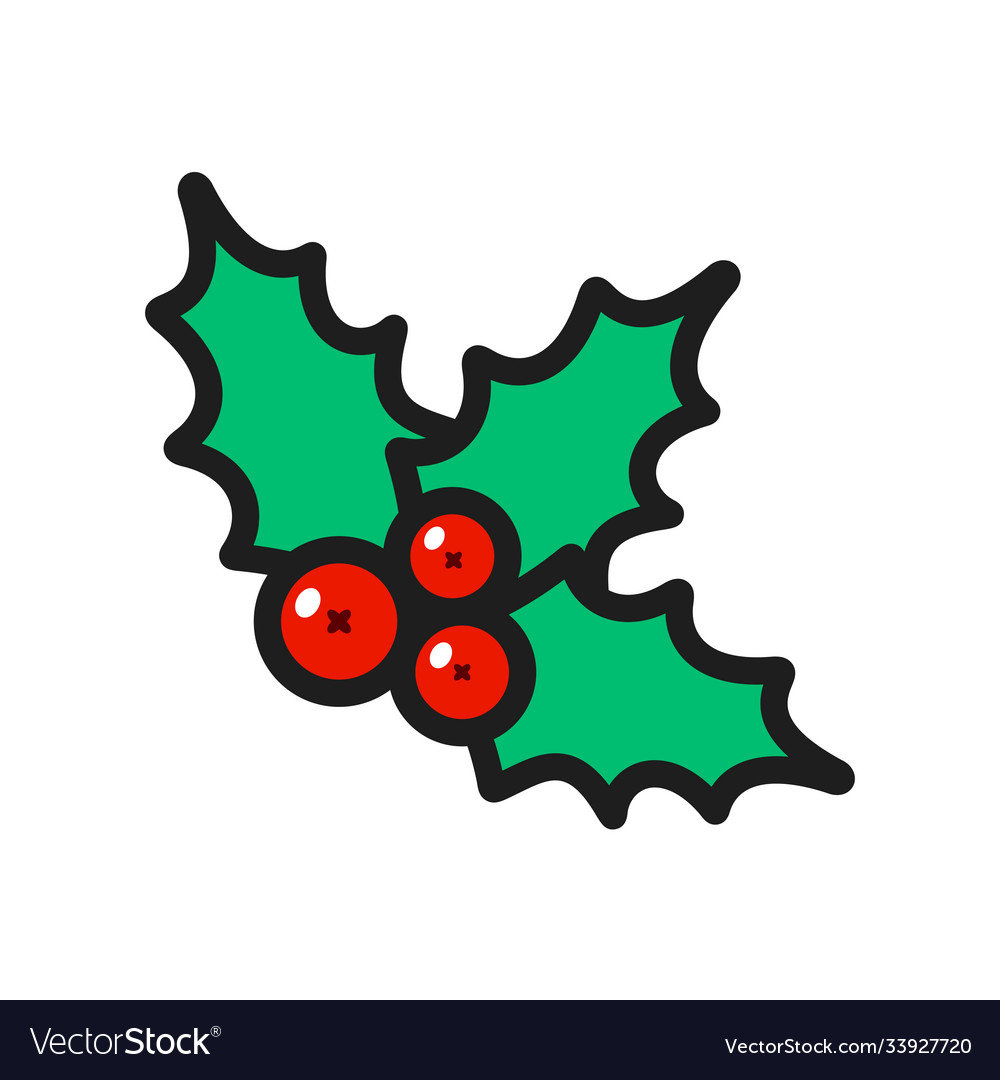 Holly berry christmas icon isolated on white Vector Image