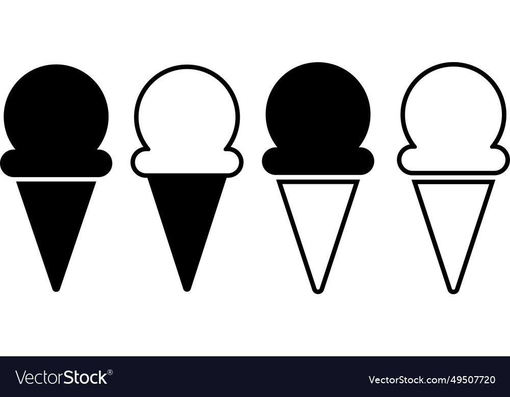 Ice cream cone icon set isolated on transparent Vector Image