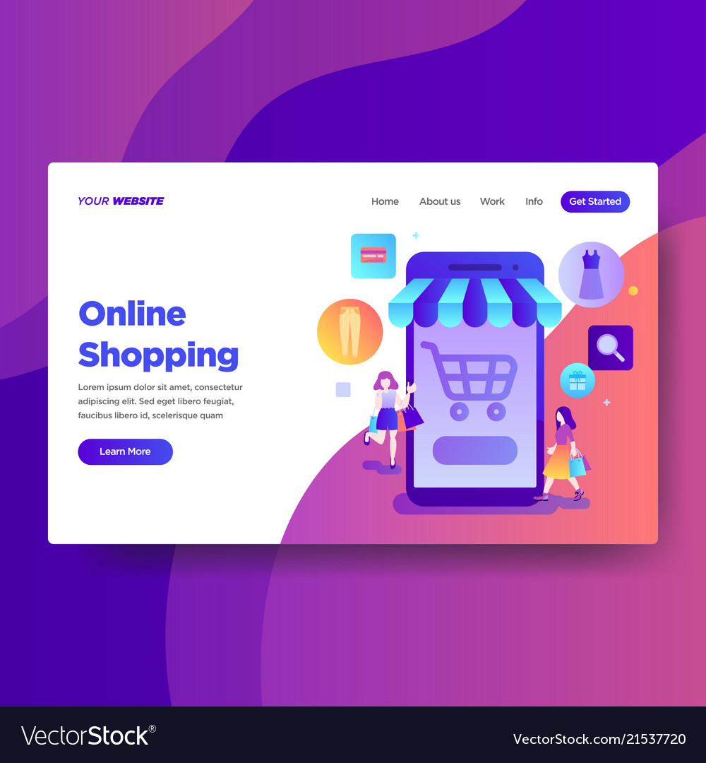 Landing page template of online shopping Vector Image