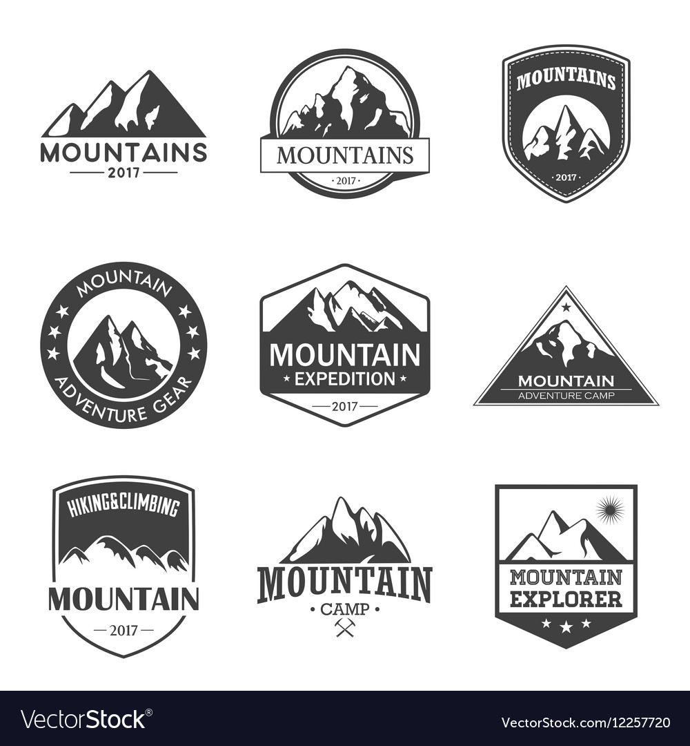 Mountain travel outdoor adventures logo set Vector Image