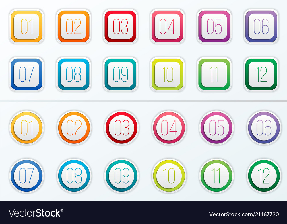 Number Set Icons - 1 to 12