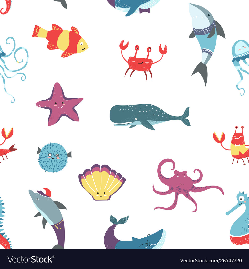 Octopus and crayfish seafood raw oceanic animals vector image Octopus and crayfish seafood raw oceanic animals