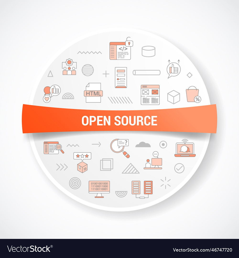Open source concept with icon round vector image Open source concept with icon round