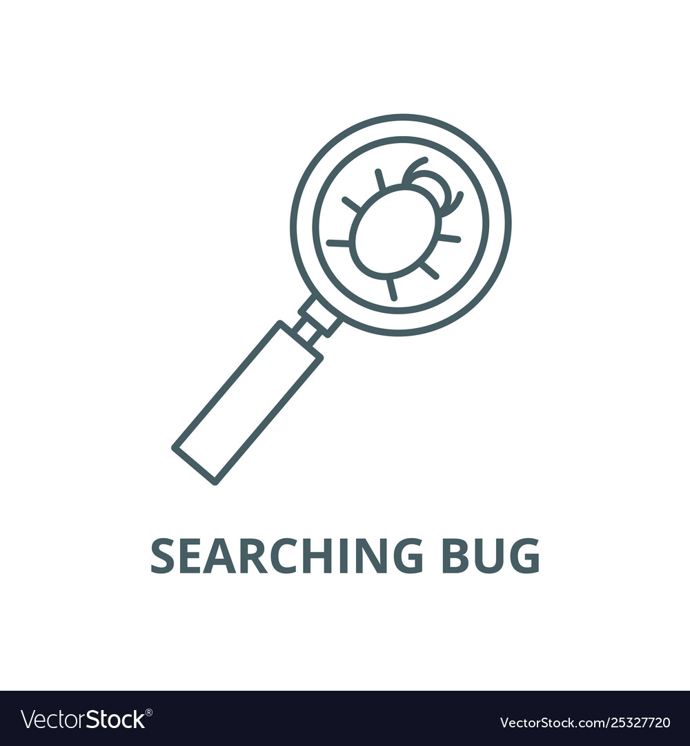 Searching bug line icon linear concept vector image Searching bug line icon linear concept