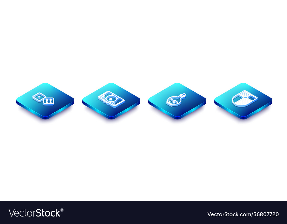 Set isometric line game dice video console Vector Image Set isometric line game dice video console
