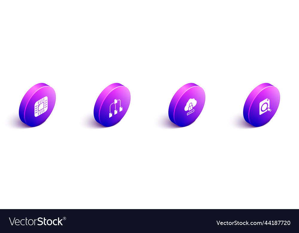 Isometrischer Prozessor mit cpu-Ordnerbaum einstellen vector image Isometrischer Prozessor mit cpu-Ordnerbaum einstellen