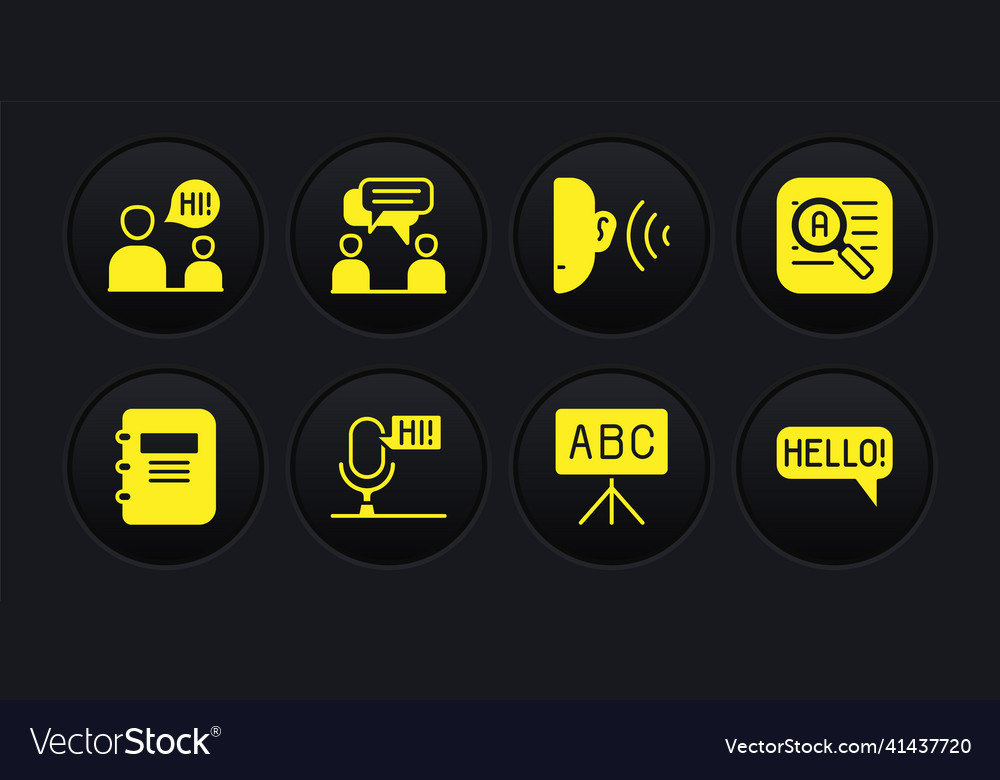 Set notebook translator microphone voice device vector image Set notebook translator microphone voice device