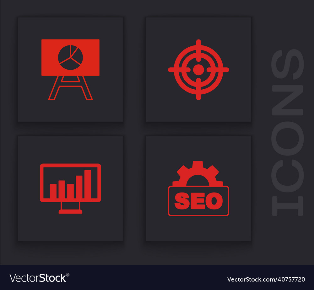Set seo optimization board with graph chart vector image Set seo optimization board with graph chart