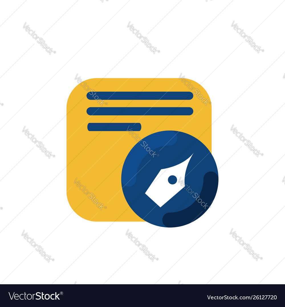 Simple memo and pen button application icon vector image Simple memo and pen button application icon