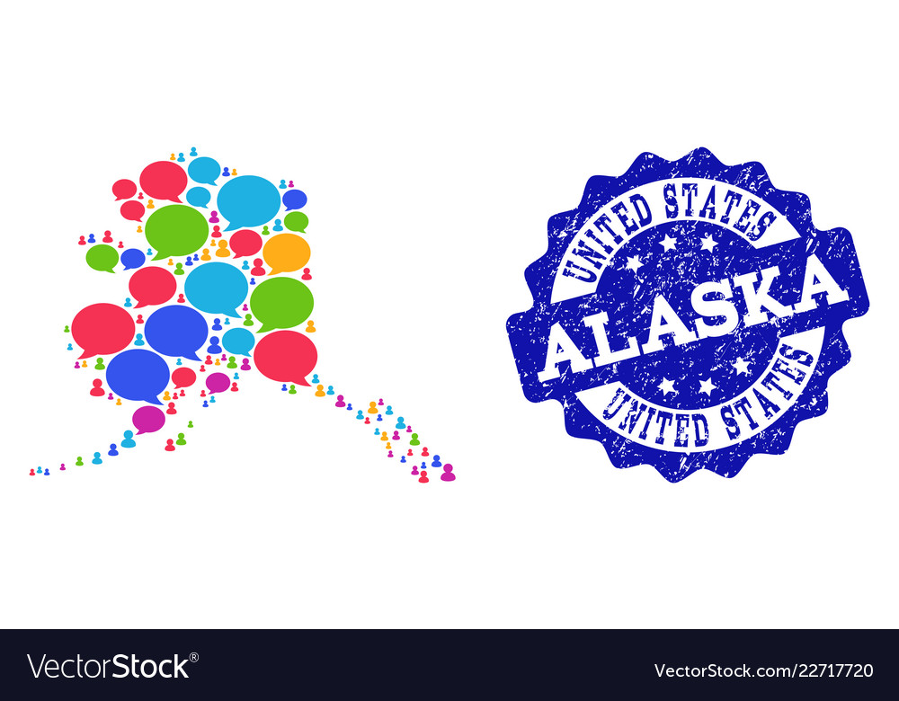 Social network map of alaska state with message