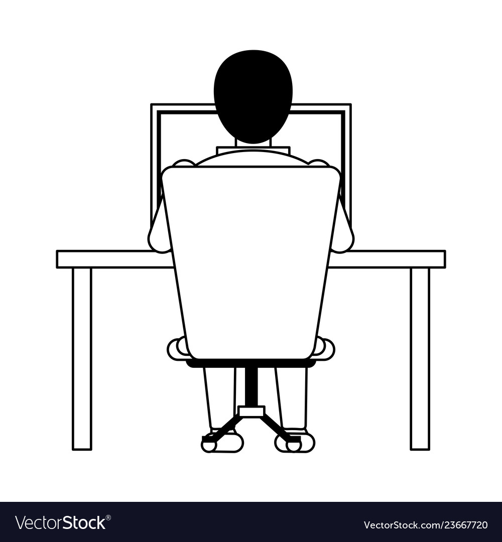Student with computer vector image Student with computer