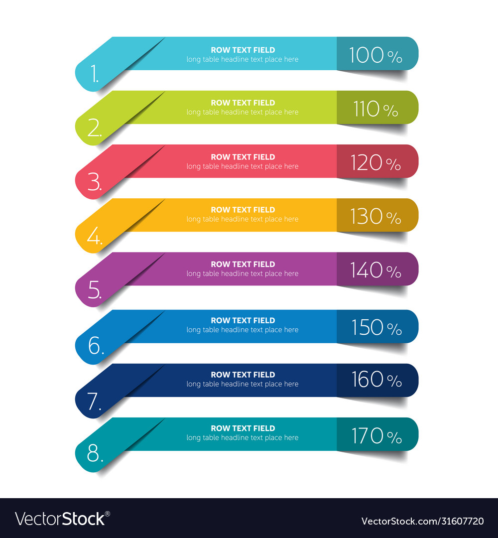 Table schedule design template with 8 row banner vector image Table schedule design template with 8 row banner