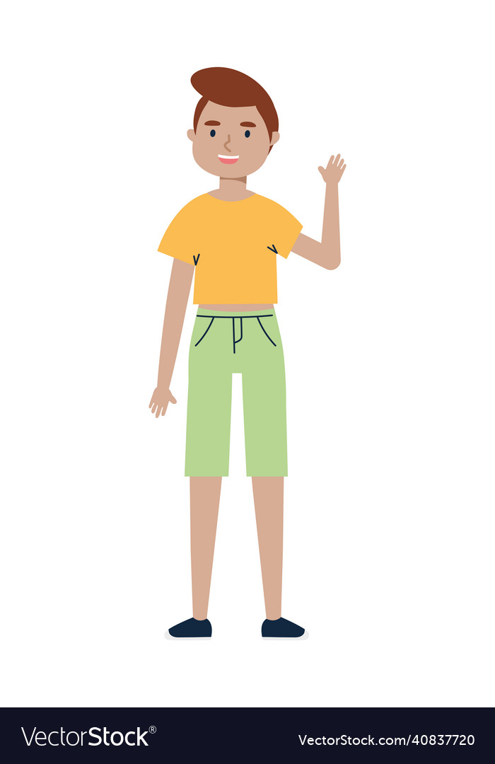 Young man waving Royalty Free Vector Image - VectorStock