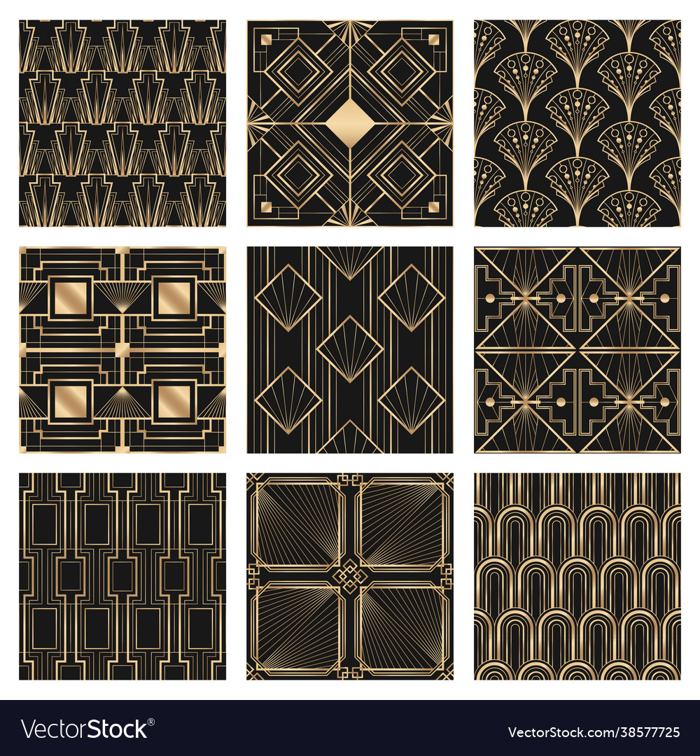 Art deco set frame with geometric patterns