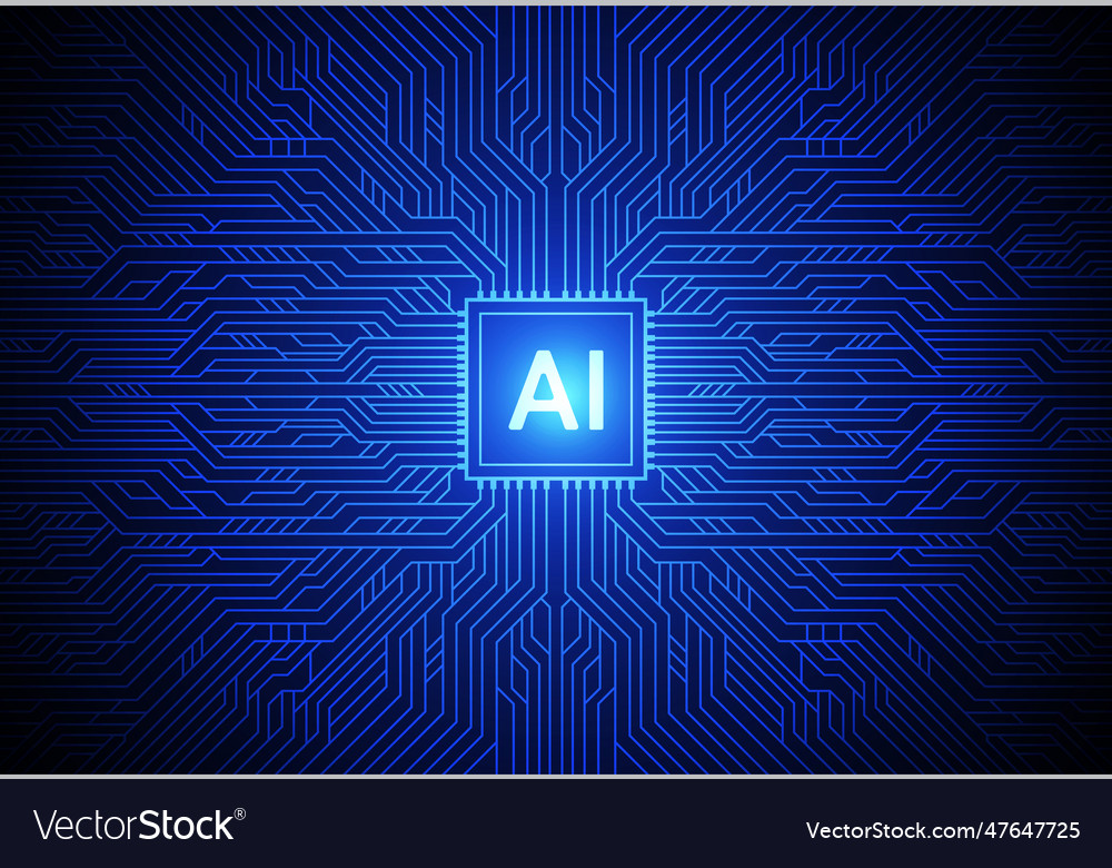 Artificial intelligence chipset on circuit board vector image Artificial intelligence chipset on circuit board