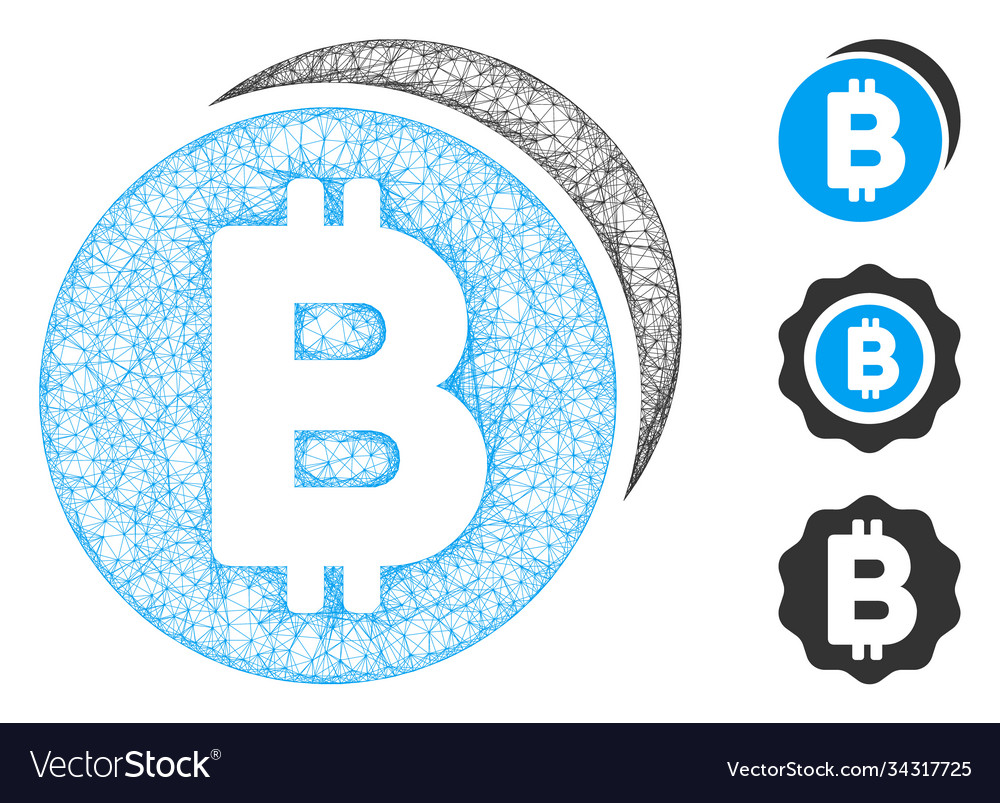 Bitcoin coins polygonal web mesh vector image Bitcoin coins polygonal web mesh