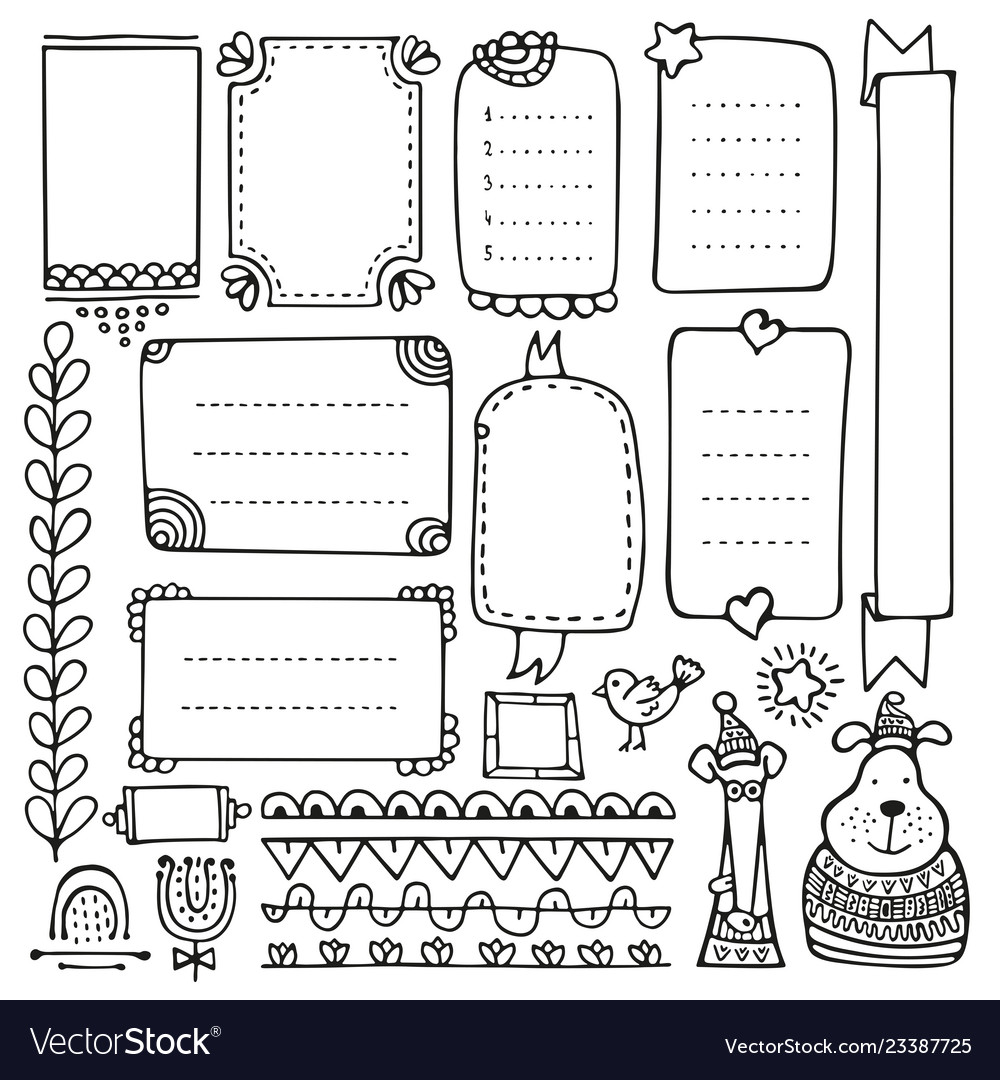 Bullet journal hand drawn elements Royalty Free Vector Image