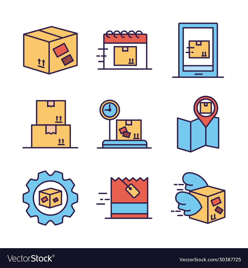 Bundle delivery service icons Royalty Free Vector Image