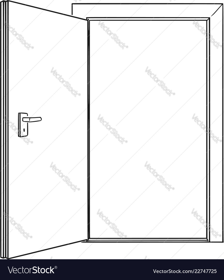 Cartoon Drawing Of Inviting Open Door