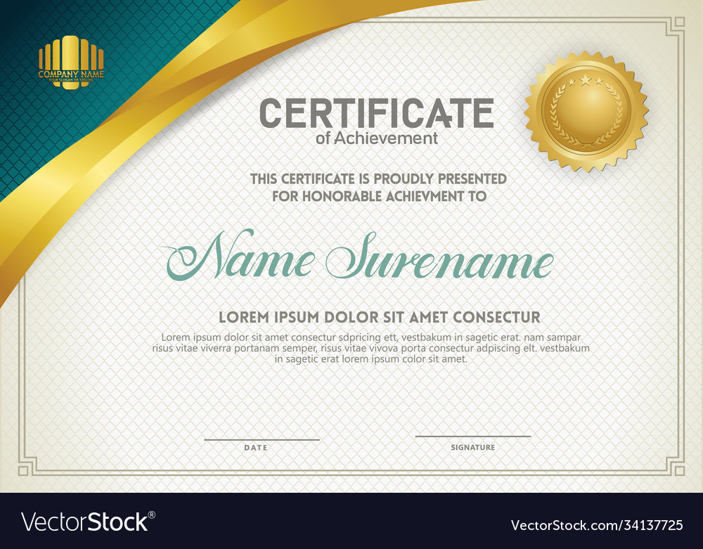 Certificate template with luxury patterndiploma Vector Image