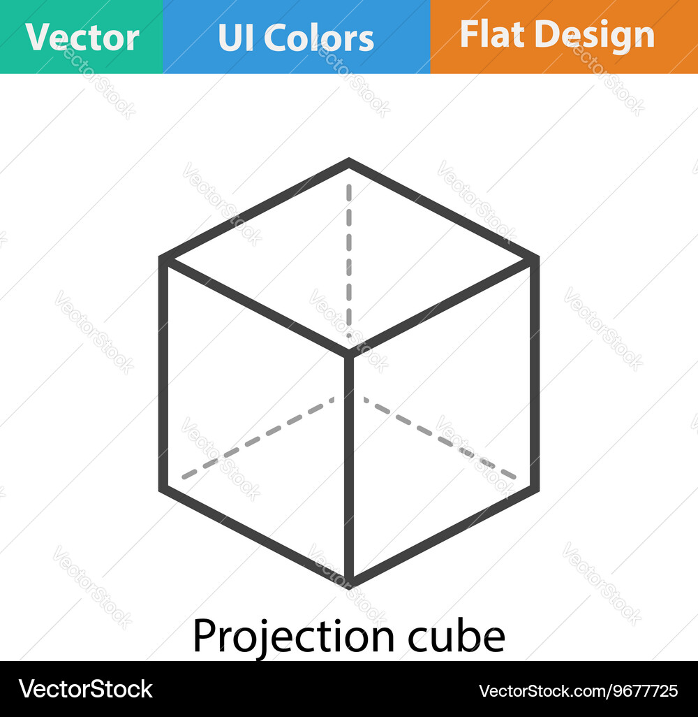 Cube with projection icon Royalty Free Vector Image