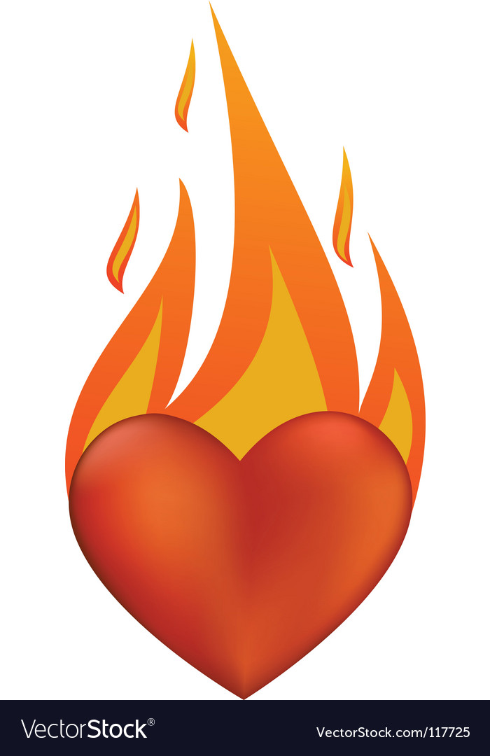 Flaming heart Royalty Free Vector Image - VectorStock