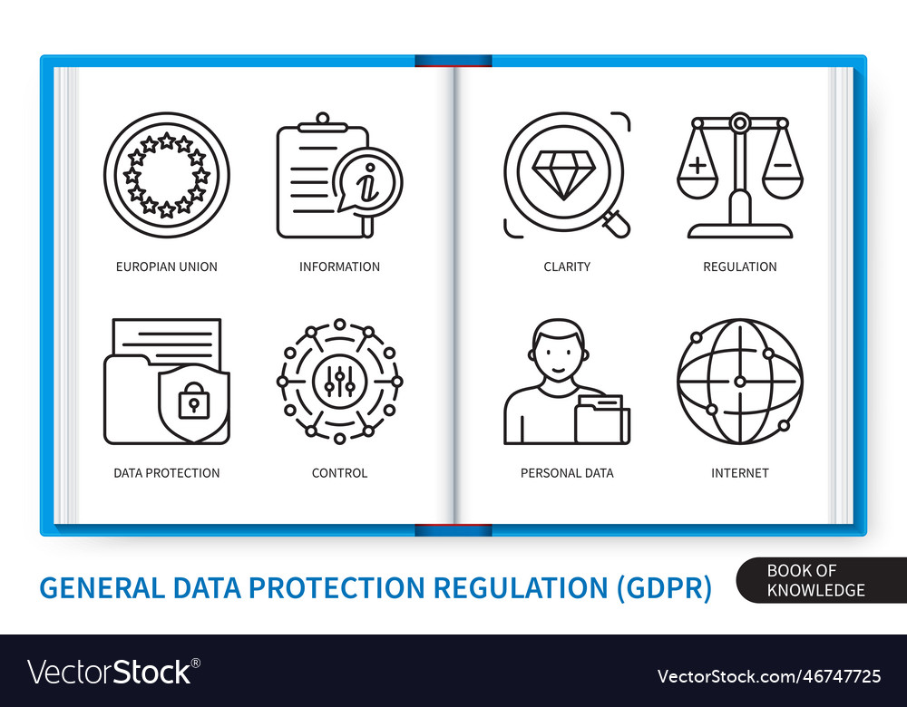 General data protection regulation linear Vector Image