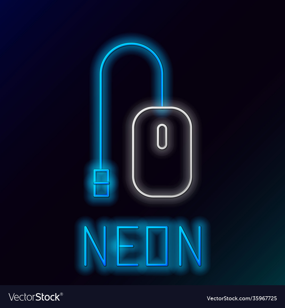 Glowing neon line computer mouse icon isolated Vector Image Glowing neon line computer mouse icon isolated