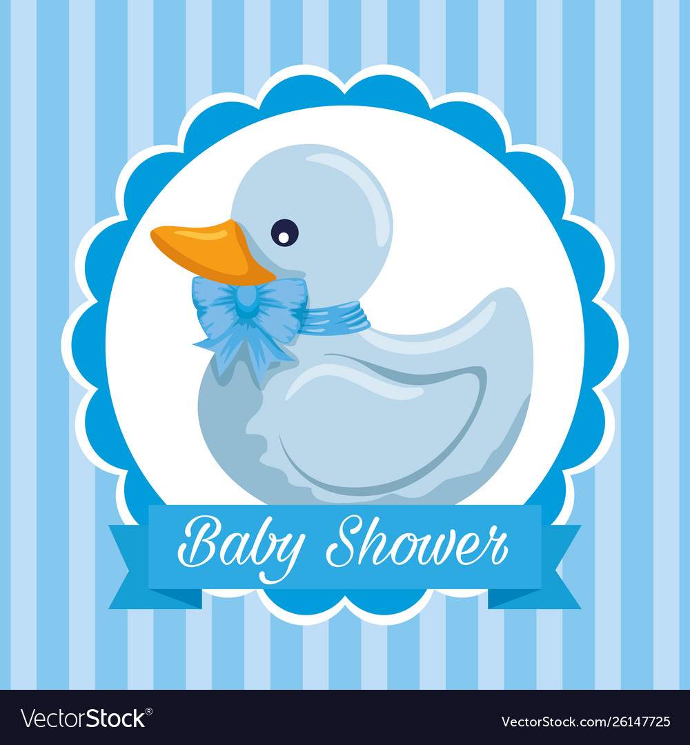 Label duck and ribbon decoration message Vector Image