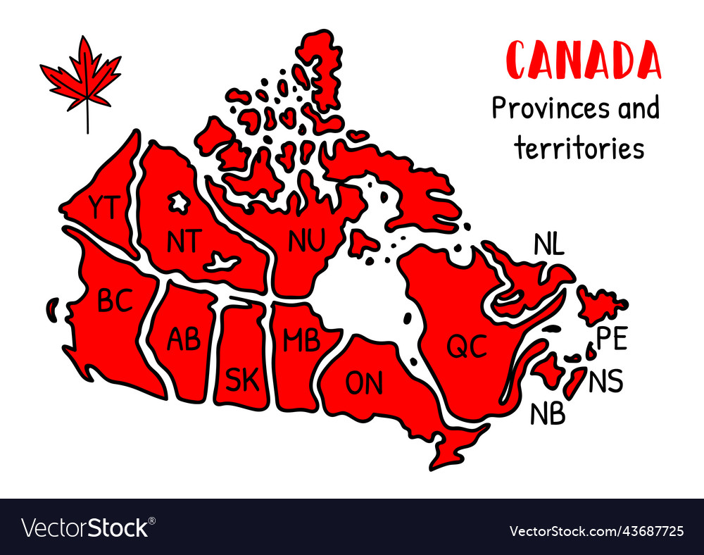 Map Of Canada Red And White Print Royalty Free Vector Image