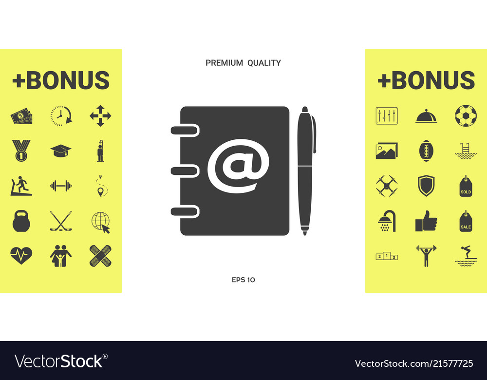 Notebook address phone book with email symbol vector image Notebook address phone book with email symbol