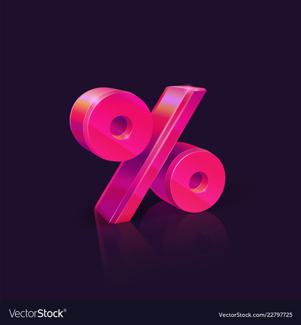 Percent sign neon pink on dark