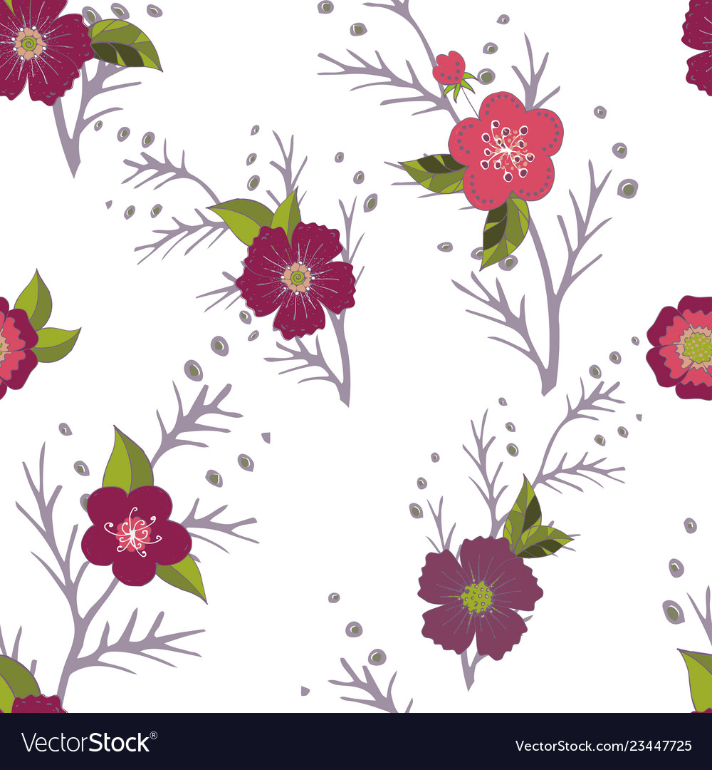 Seamless pattern with flower romantic elements