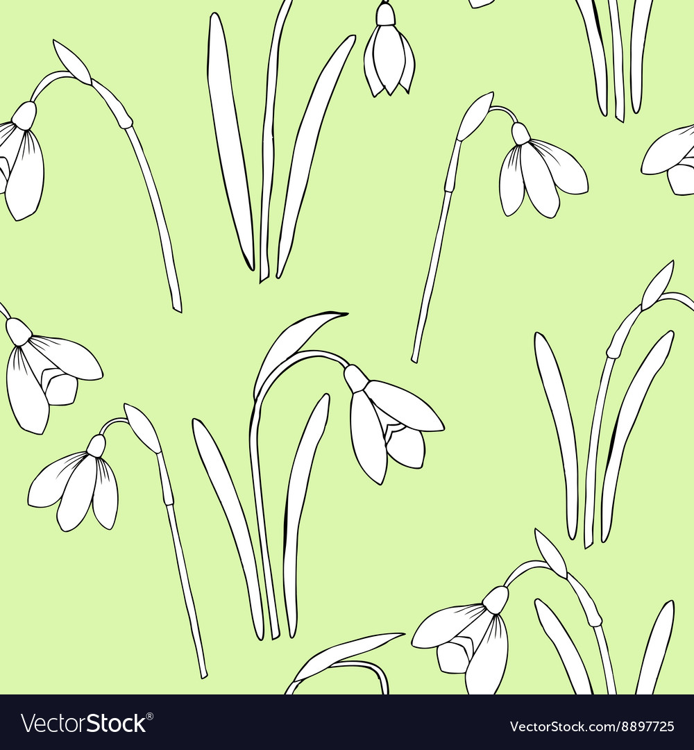 Seamless pattern with snowdrops