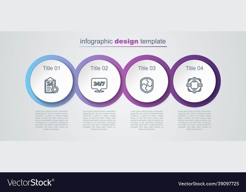 Set line checklist with 24 hours service clock vector image Set line checklist with 24 hours service clock