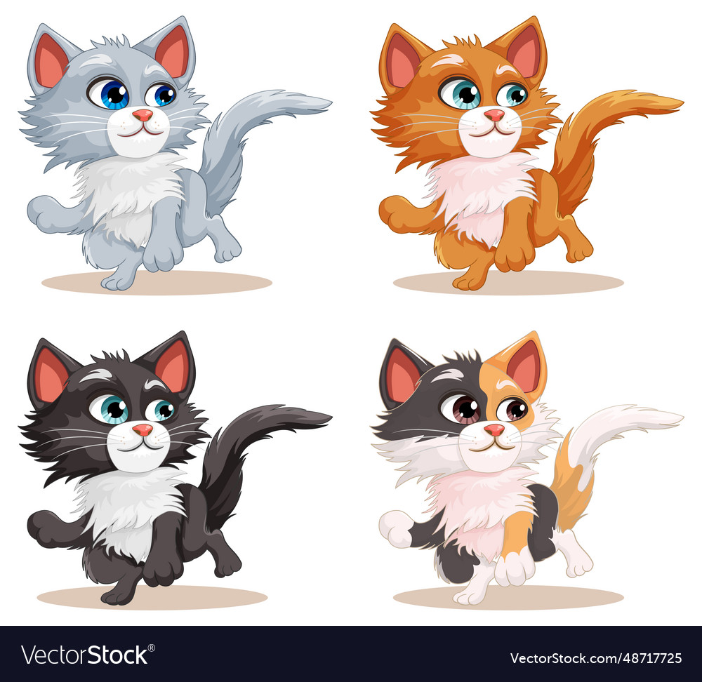 Set of cute cat cartoon Royalty Free Vector Image