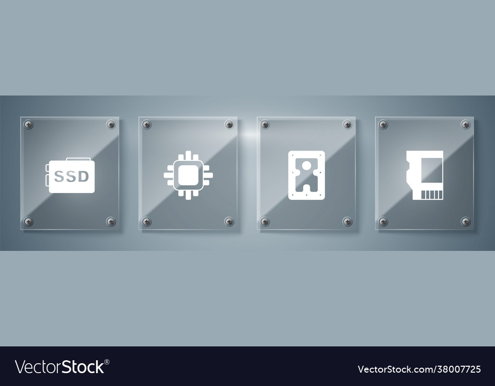 Set sd card hard disk drive hdd processor vector image Set sd card hard disk drive hdd processor